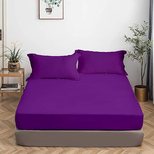 Miniatura 9 de Juego de sábanas de 4 piezas, color blanco, de lujo, suave, 100% algodón egipcio 650TC, resistente a la decoloración, hipoalergénico, tamaño queen,