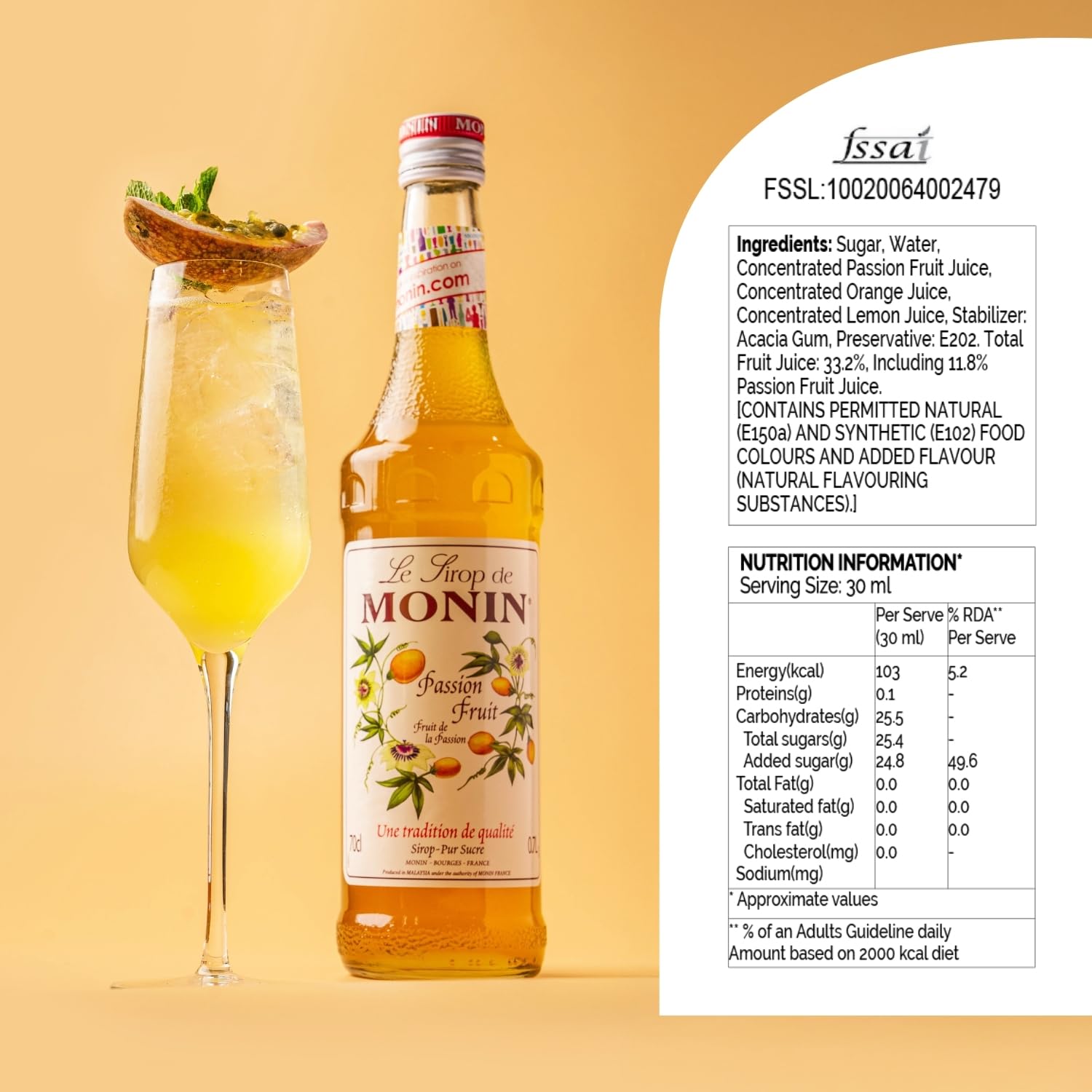Amazon.co.jp: MONIN(モナン) パッションフルーツ・シロップ700ml 1 個