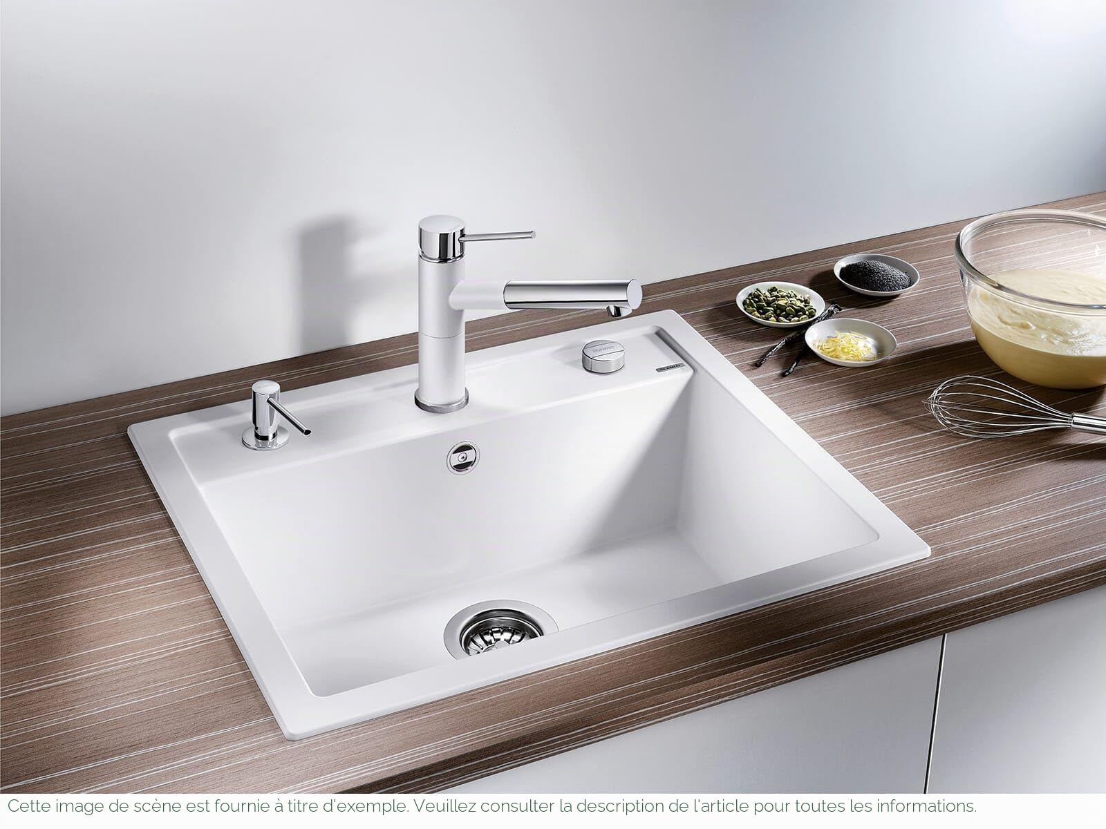 BLANCO DALAGO 6 - Évier au design moderne pour meuble bas de 60 cm de large - En silgranite au toucher pierre - Noir - 525873