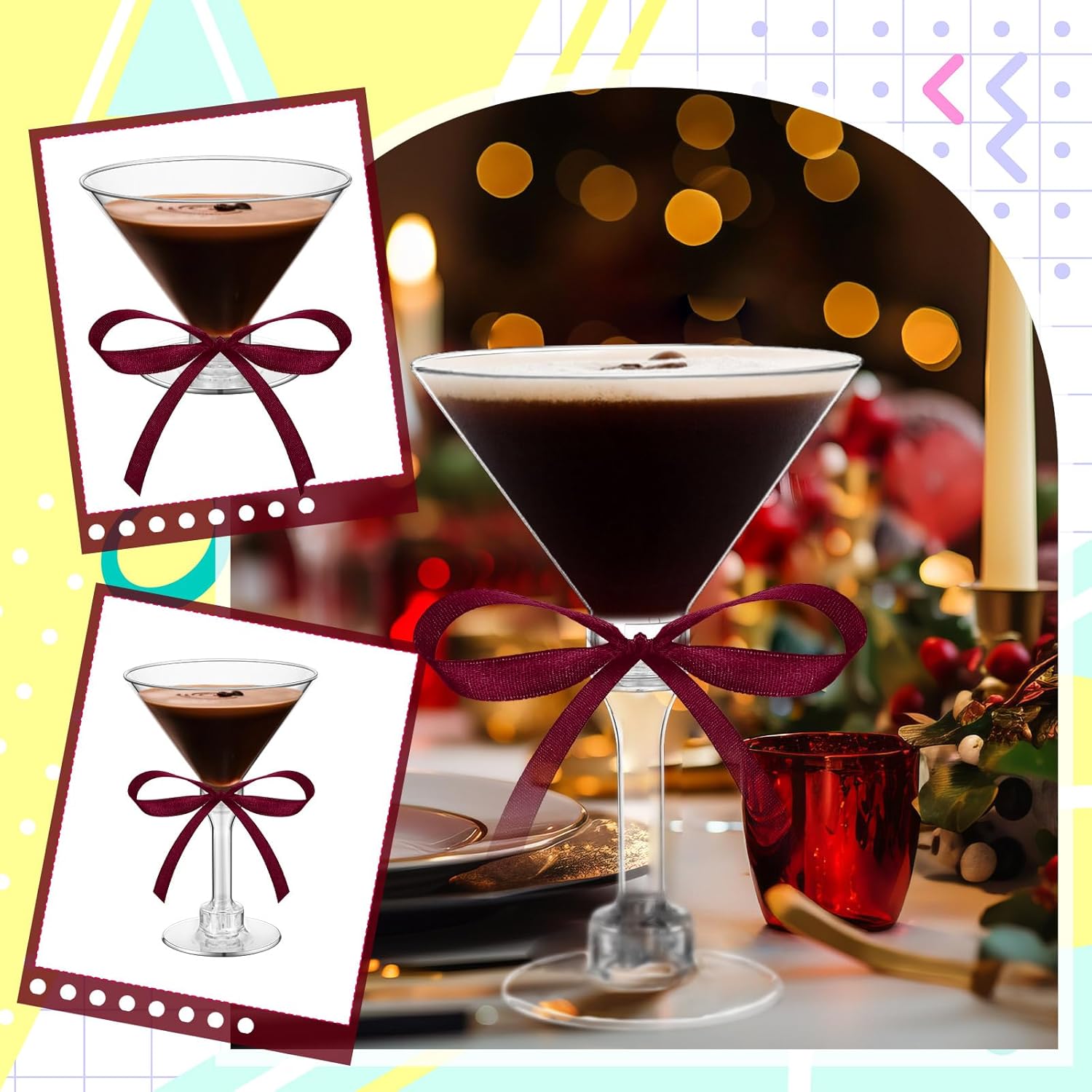 Rtteri 36 Pcs Burgundy Birthday Party Decor 5 oz Plastic a Tini Bit Older Party Supplies Cups with Ribbon Bachelorette Bridal Shower Decoration