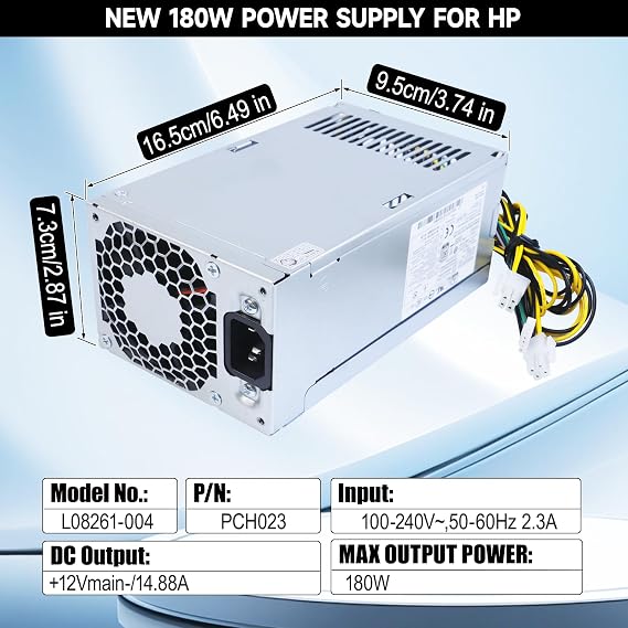 LXun Upgraded L08261-004 180W PCH023 Power Supply Compatible with HP ProDesk G5 Pavilion 590-p0 590-P0097CB PCG003 HK280-85PP L70042-004 L08261-006 901763-001 Entl18 SFF Power Supply