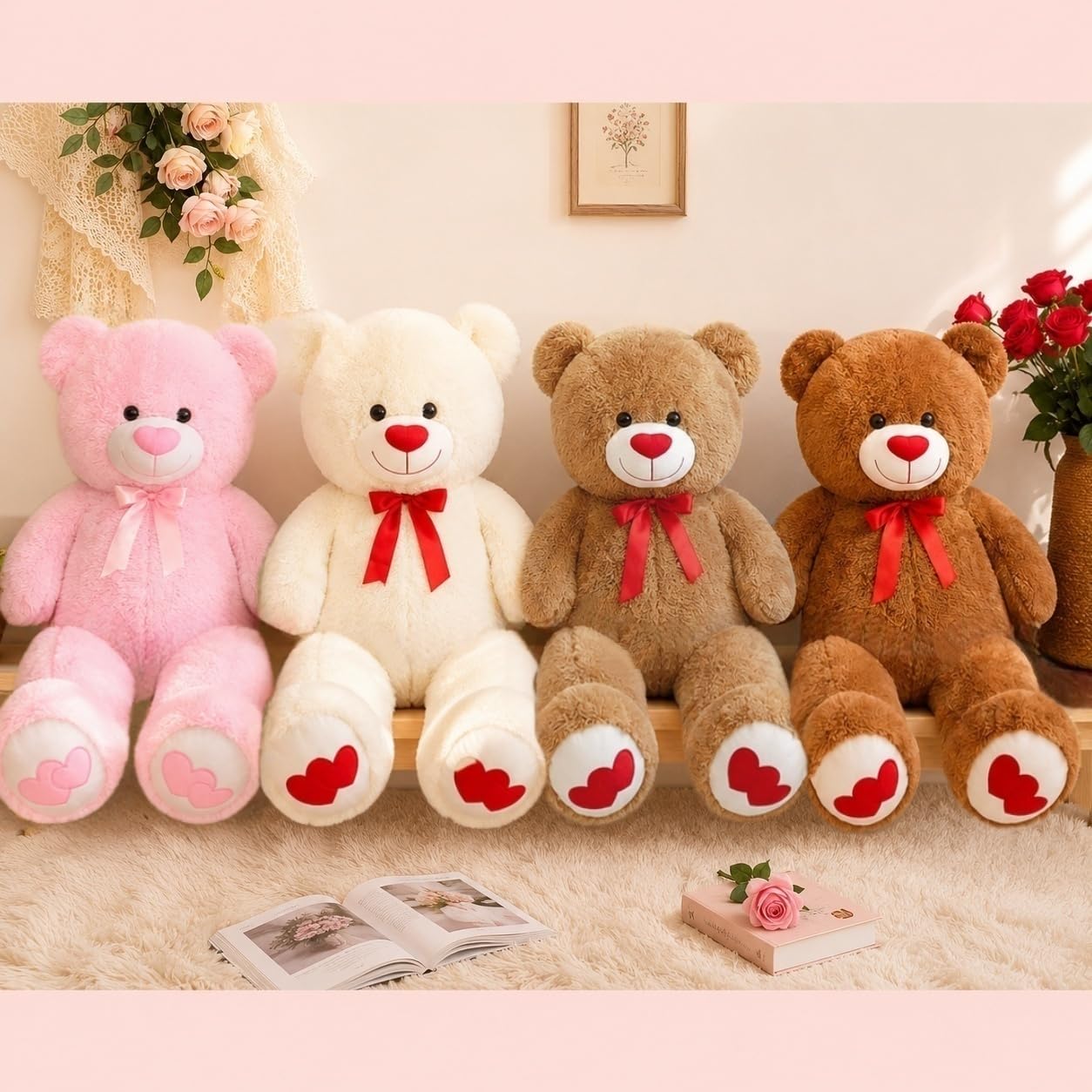 SNOWOLF gigante XXL orsacchiotto orso peluche 110cm, grande regalo morbido orsacchiotto peluche giocattolo per il compleanno, San Valentino o Natale (1,1 m, marrone scuro)