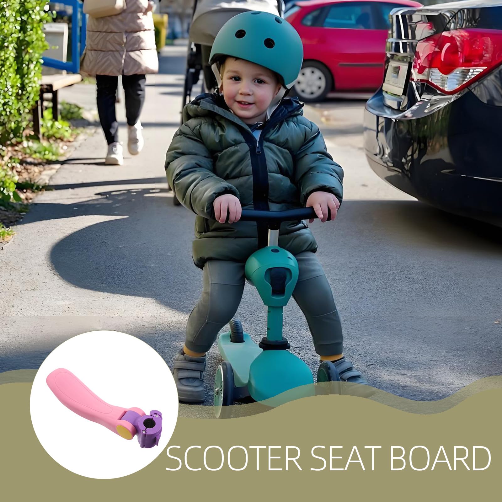 Asiento para Scooter Infantil de Plástico Rosa, Accesorio Portátil Fácil Instalación para Viajes y Uso al Aire Libre