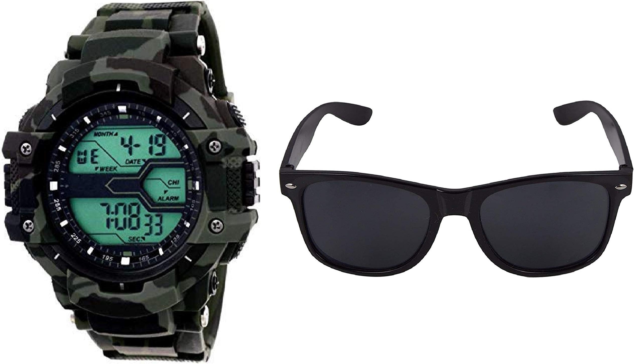 BID Army Military Digital Boy's Watch & Free Sunglass (Black Dial Black Colored Strap) (Pack of 2)