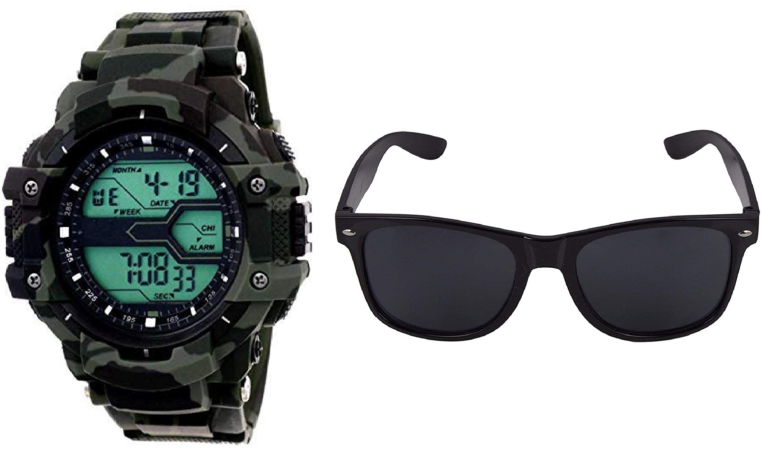 BID Army Military Digital Boy's Watch & Free Sunglass (Black Dial Black Colored Strap) (Pack of 2)