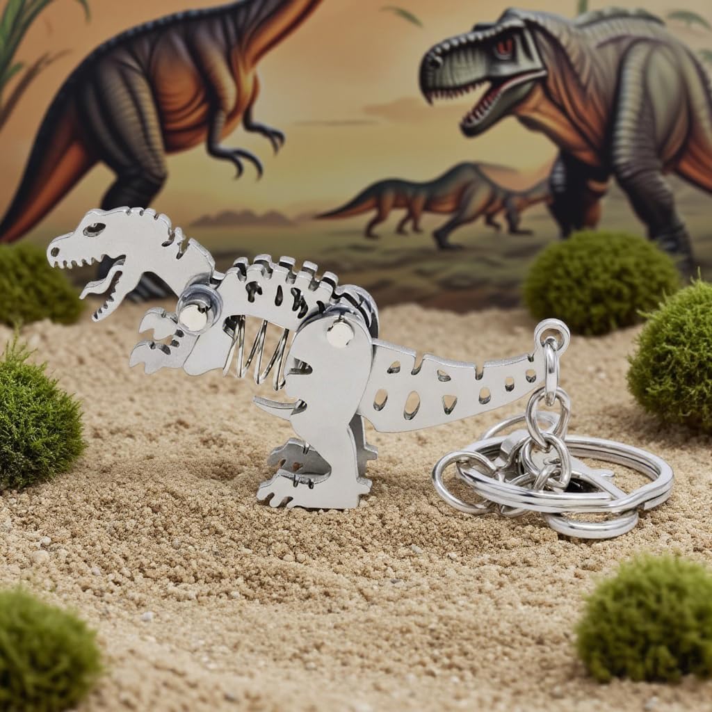 Dinosaur Keychain Cute Dino Key Ring for Backpack. Car and Kids Sturdy Metal Keychain Fun Gift for Dinosaur Lovers