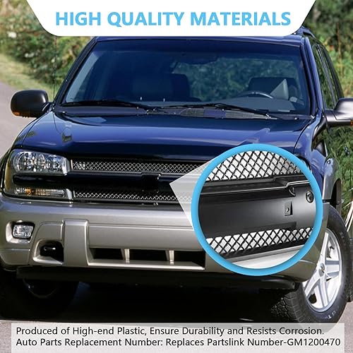 Miniatura 5 de Perfit Liner Piezas de repuesto delanteras de rejilla negra y gris, moldura negra compatible con Chevy Trailblazer 2002-2005 Reemplazo para