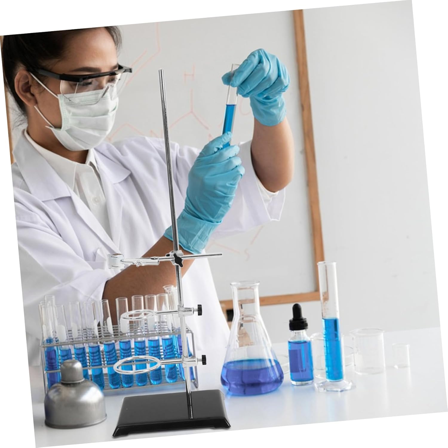 Luxshiny Laboratory Metalware Stand Clamp for Chemistry Experiments Support Stand Exceptional Stability for Filtration and Heating Science Labs