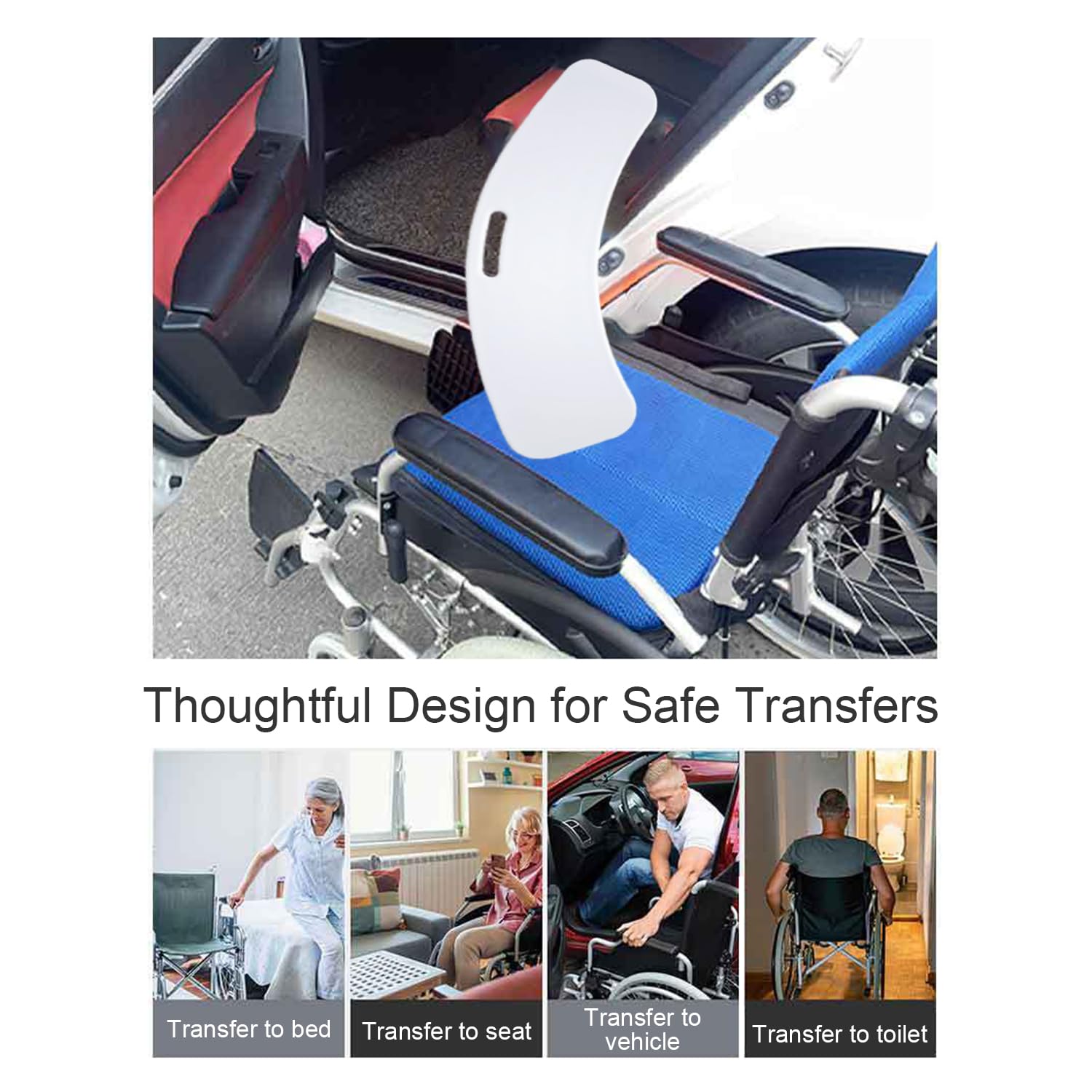 Tabla De Transferencia Deslizante Para Silla De Ruedas,Grúas Para Pacientes,Tablas De Transferencia,Para Personas Con Movilidad Reducida,Tabla Transferencia De Silla De Ruedas a Cama(Blanco)