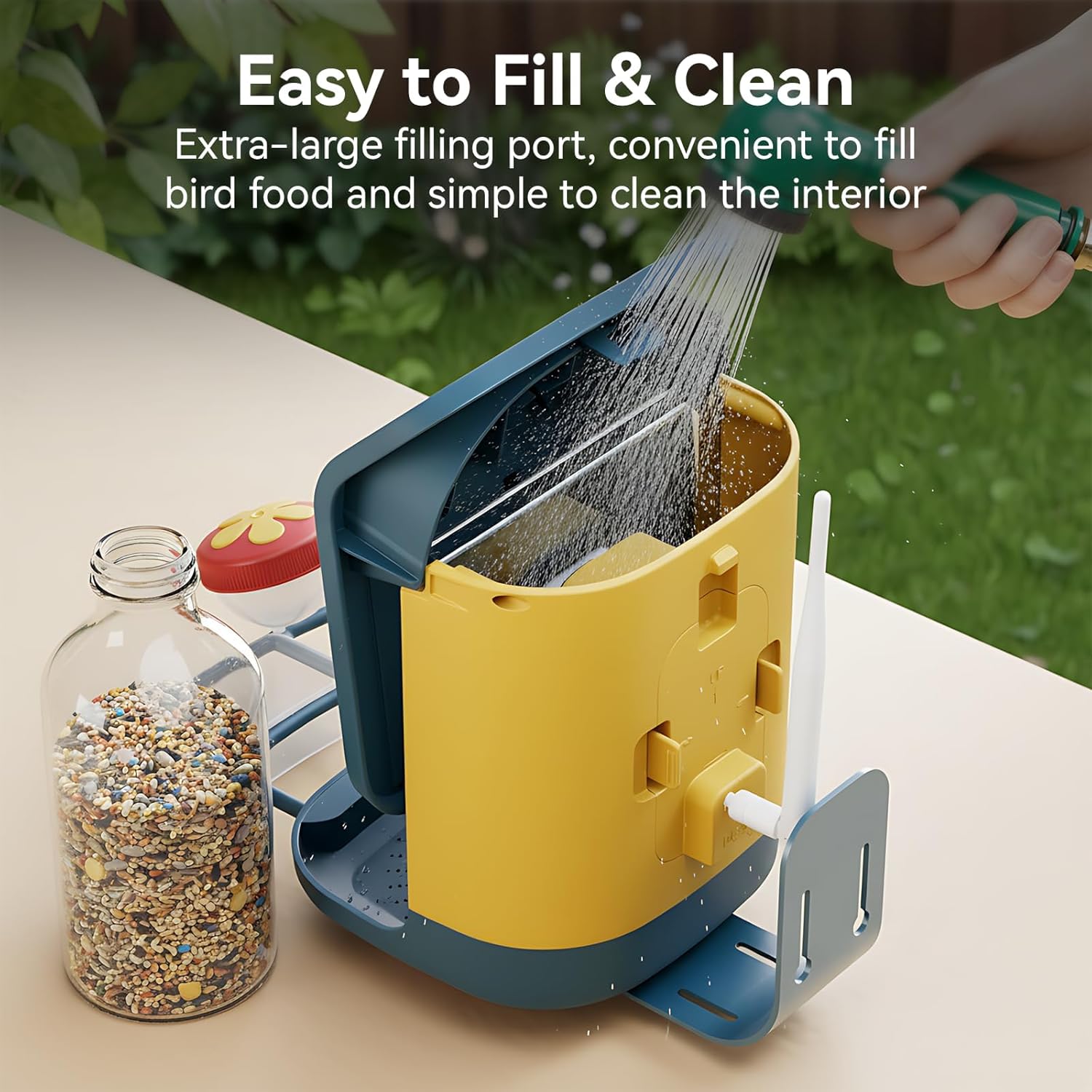 Bird Feeder with Camera, Support 2.4GHz/5GHz, 2K Live Steam for Outdoor, 1.8L Large Capacity, AI Identify Auto Capture Videos, Camera Bird Feeders for Outside, Ideal Gift for BirdLovers (Dark Blue)