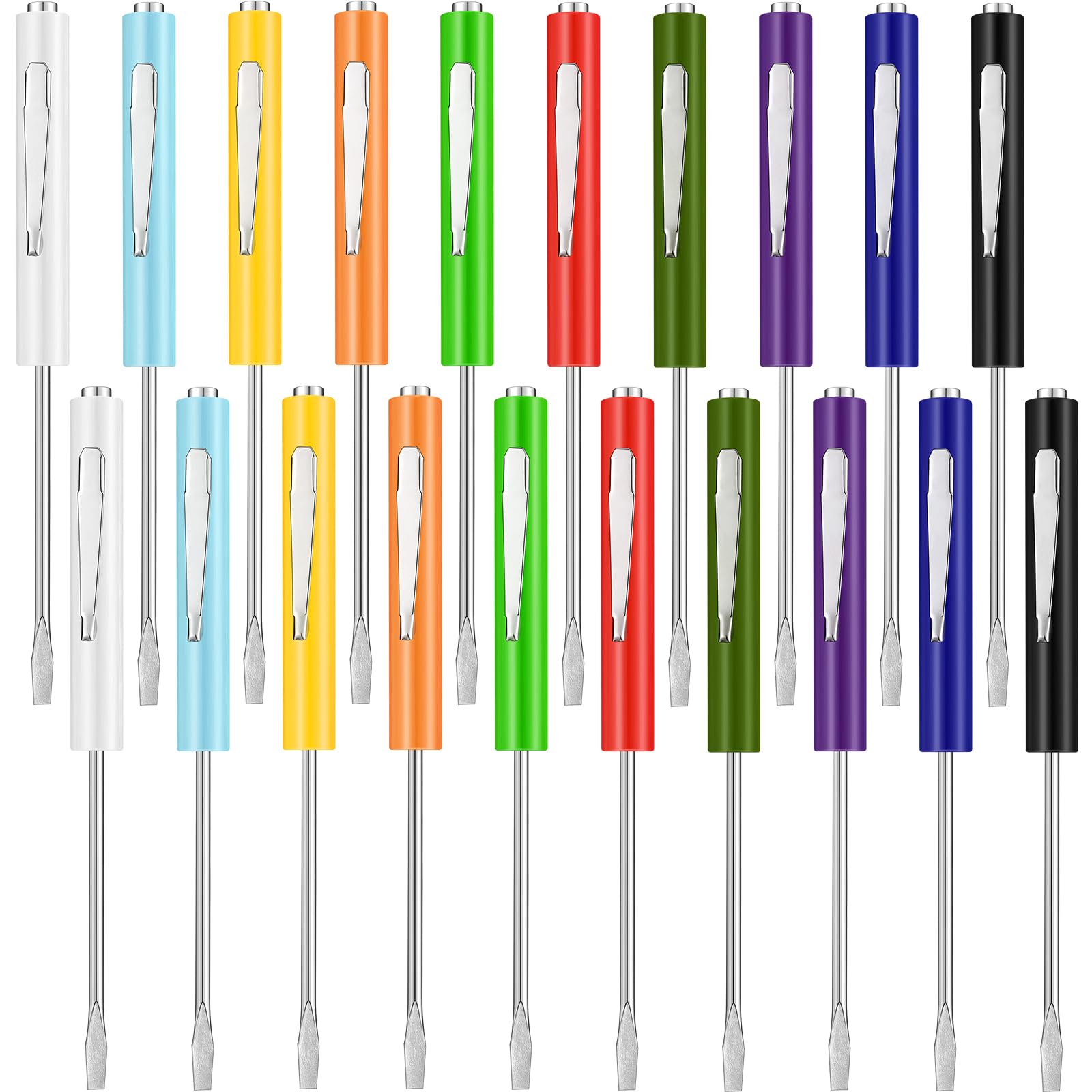 Shimeyao 20 Pcs Pocket Flat Head Screwdriver Set Small Magnetic Pocket Screwdriver Bulk Mini Clips Slotted Screw Driver with Magnet for Mechanical