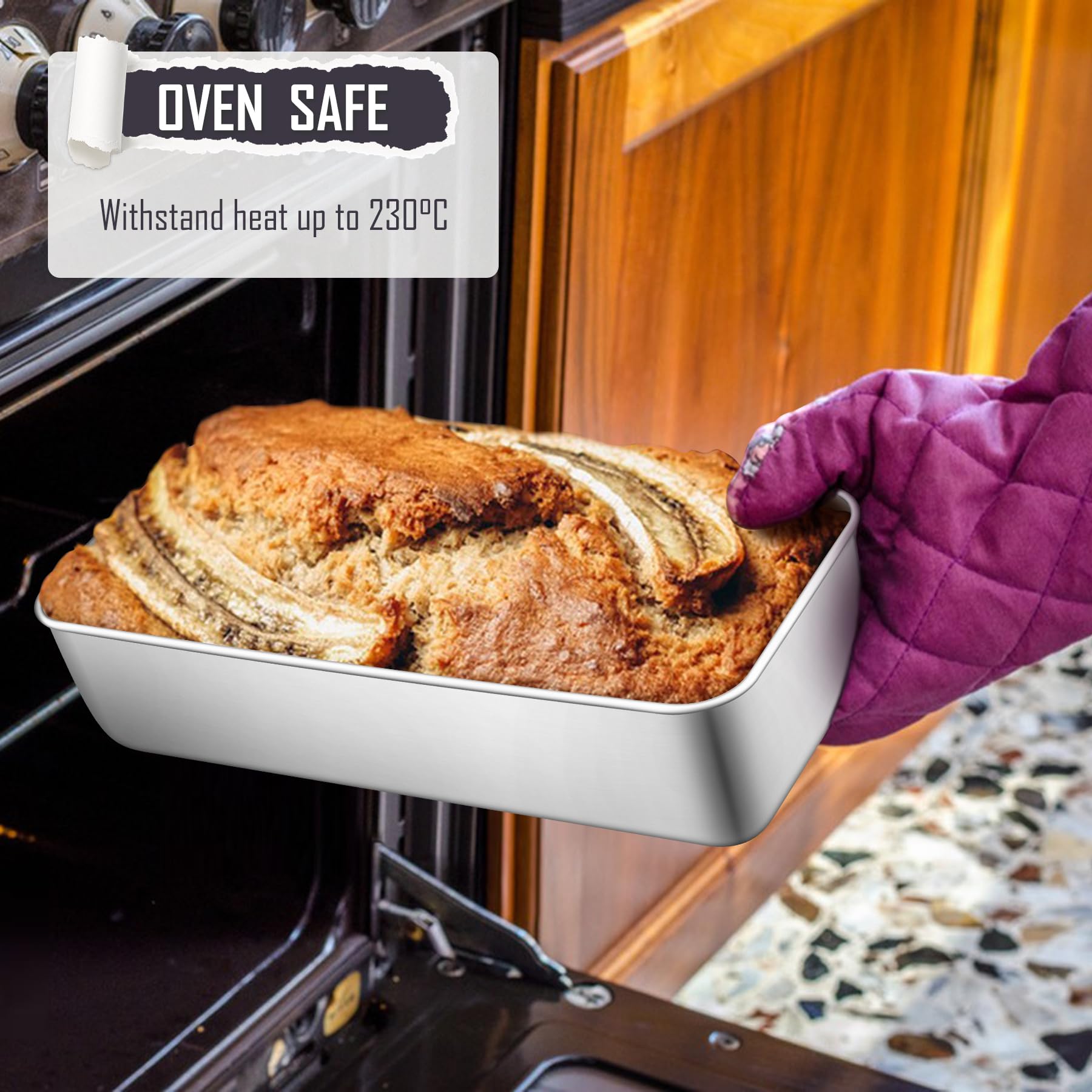 HaWare Lot de 2 grands moules à pain en acier inoxydable de 1,4 kg pour pain banane/gâteau/pains/lasagnes, 31 x 13 x 7,5 cm, sain et durable, passe au four et au lave-vaisselle