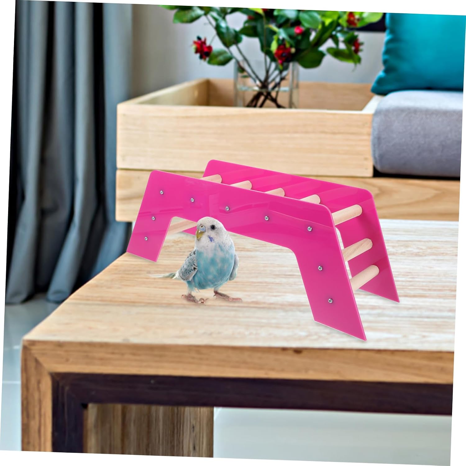 Happyyami Parrot Stair Slide Bird Toys Hamster Parrot Climbing Toy Bird Ladder Toy Wood Ladder Rat Ladder Toy Parrot Toy Rat Ladders Rat Toys Wooden Stick Purple Small Animals Chinchilla