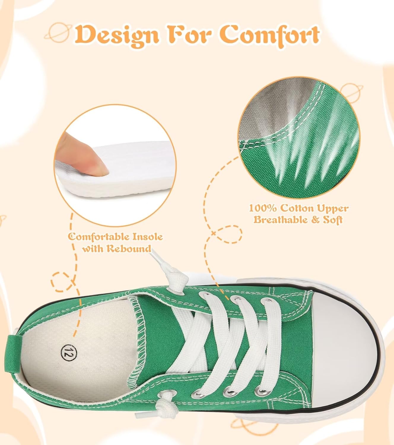 Toddler Little Kid Cushioned Canvas Shoes Slip On Sneakers Soft and Durable - Image 2