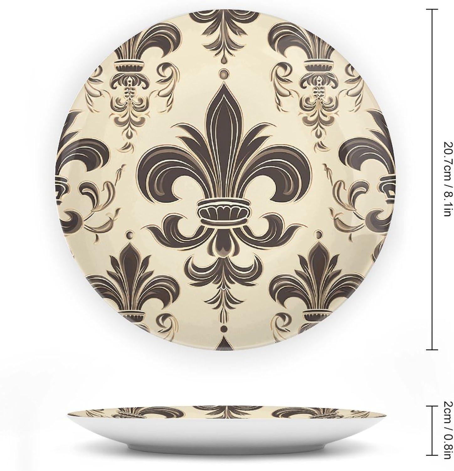 Fleur-de-Lis And Coat Arms Knight Ceramic Decorative Plates 10inch Bone China Decorative Plates with Display Stand Handmade Ceramic Ornament for Home Kitchen Bedroom Decorative Ornaments