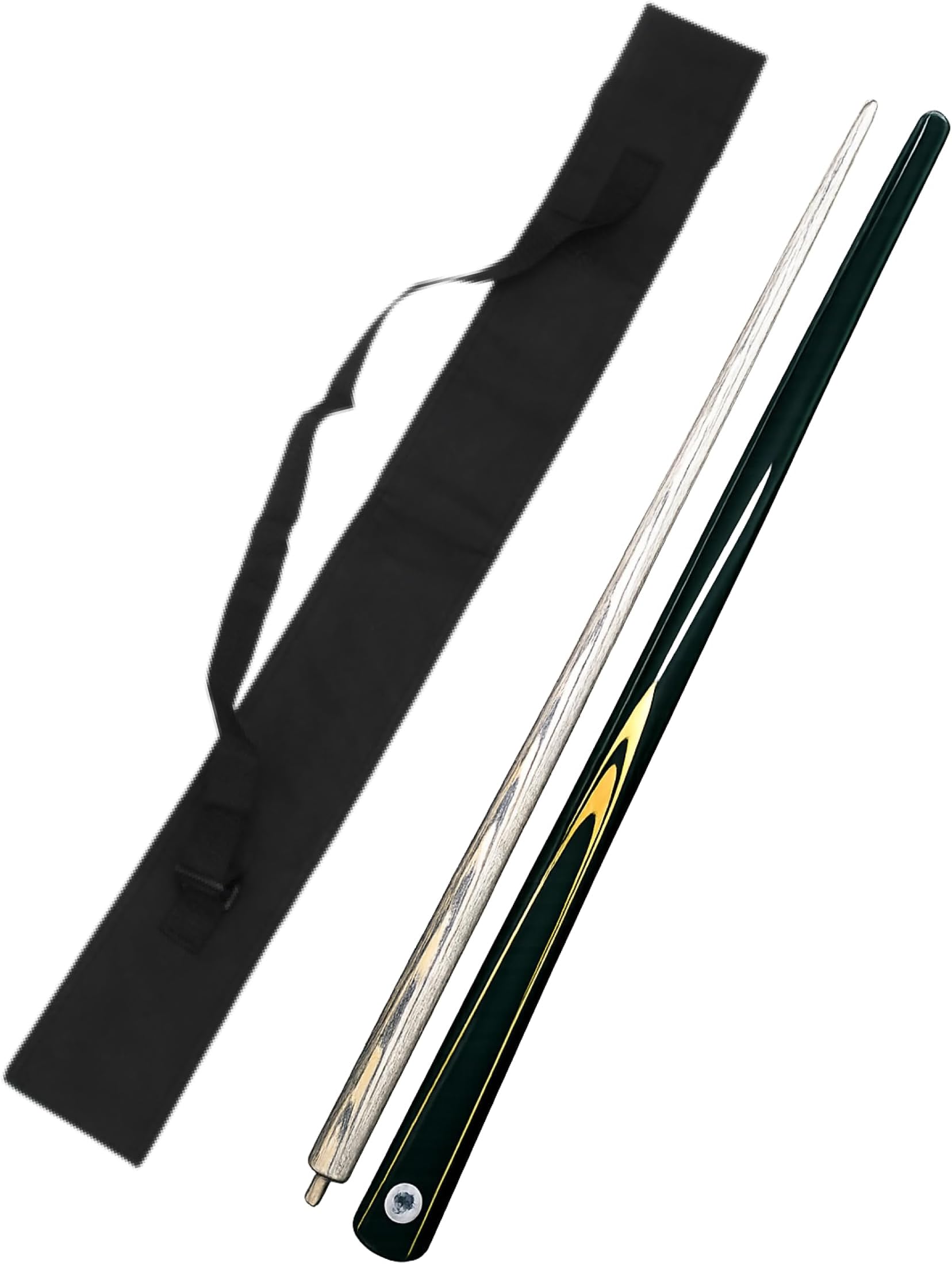 Pool and Snooker Cue Stick, 9mm Half Joint, with Carrying Cue Cover, Black