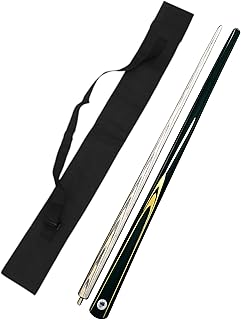 JBB Pool and Snooker Cue Stick, 9mm Half Joint, with Carrying Cue Cover, Black
