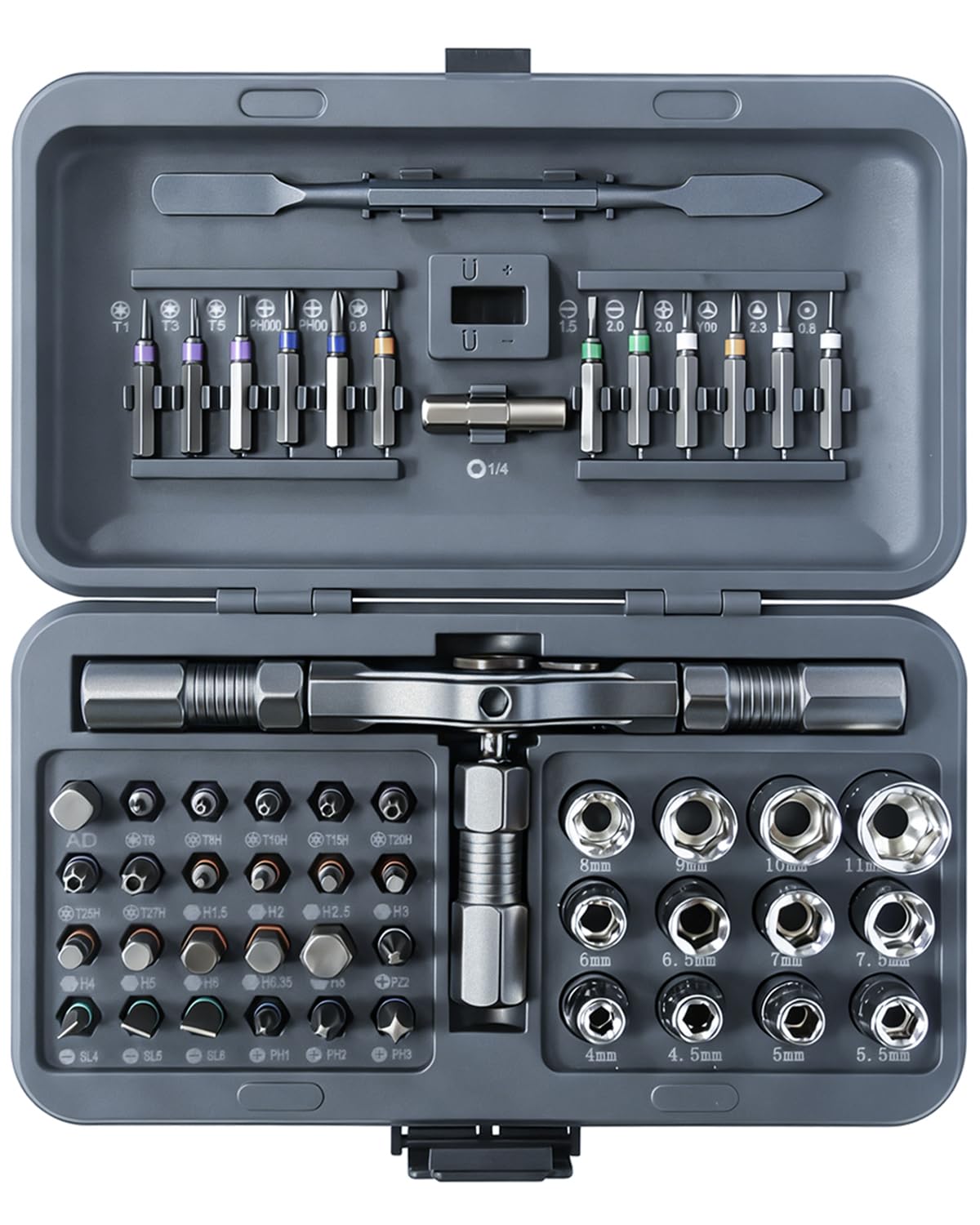 Set di cacciaviti magnetici a cricchetto 52 in 1, set di mini cacciaviti fai da te, set di azionamento magnetico multi bit con manico a cricchetto staccabile, kit portatile di riparazione di