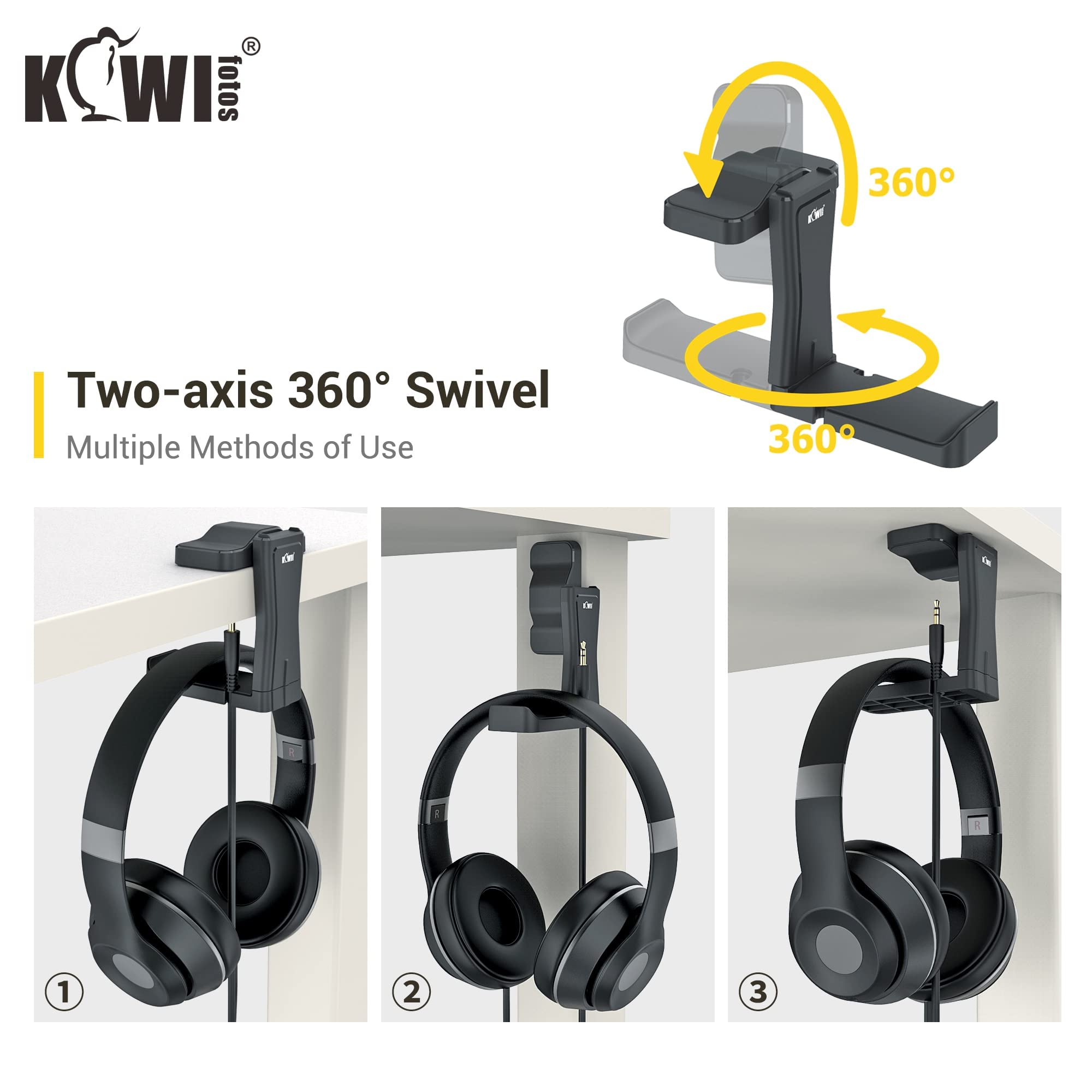 Supporto Per Cuffie Con Hub USB, Supporto Per Auricolare Sotto La - Foto 10