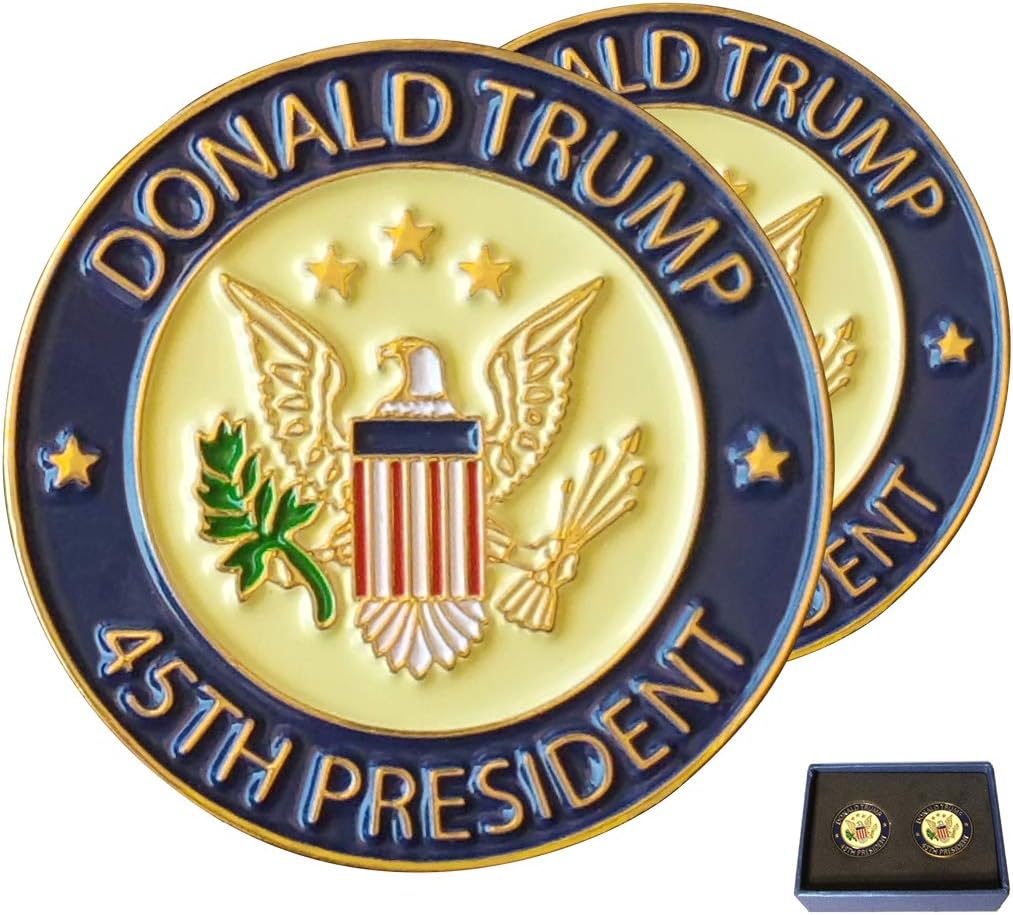 Donald Trump 45th President Lapel Pin Hat Tac, Trump Pin with GiftBox, Pack of 2 Pins, White House Presidential Souvenir and Collection