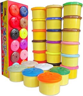 Dough Play Set Variety Shape Cup Colorful Kit Creative Soft Molding Dough Toys Refill Arts and Crafts Gifts for Kids Age 3+ Pack of 24