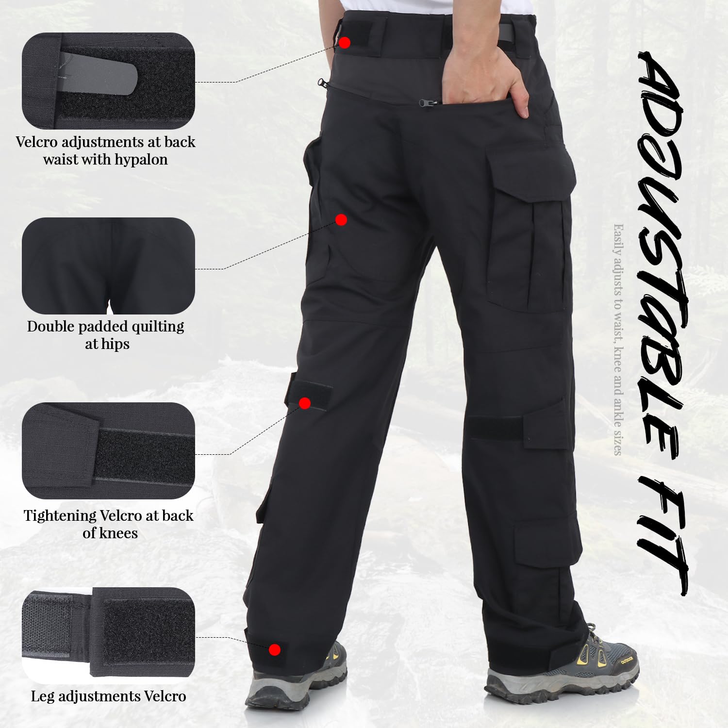 BWBIKE Pantaloni Cargo Tattici da Uomo - Pantaloni Multi-Tasche Mimetizzati per Escursionismo, Caccia, Airsoft, Paintball, Allenamento & Lavoro