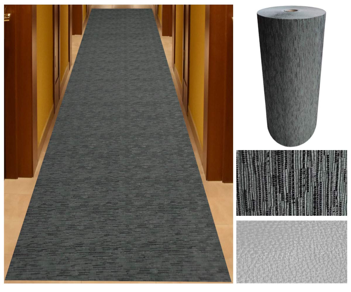 COMERCIAL CANDELA FELPUDOS Y ALFOMBRAS Alfombra de Pasillo de Textil Resinado Antimanchas, Lavable | Base PVC Antideslizante y Aislante Diseño Lluvia Color (Verde, 52_x_100 CM)