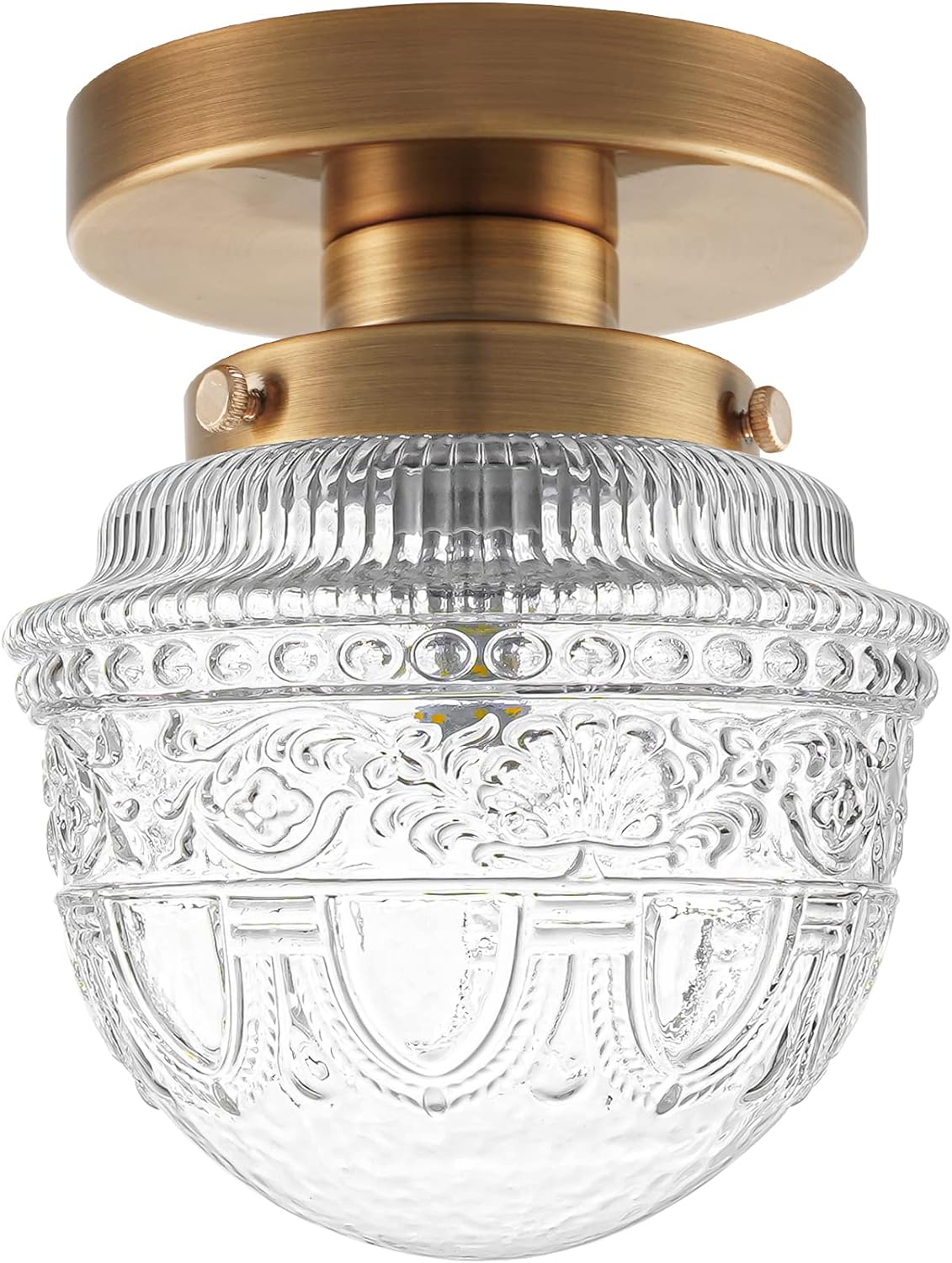 DSMJFU Brass Semi Flush Mount Ceiling Light, Small Hallway Light