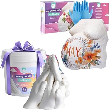 chuckle Belly Casting Kit Pregnancy XL Family Hand Casting Kit - Keepsake for Parents, Grandparents, and Memorial Gifts
