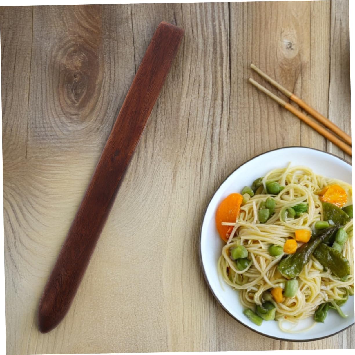 Wooden Bread Mixing Stick Set 2pcs Kitchen Dough Stirrer Food-Grade Wooden Spatula for Sourdough Baking for Bread Making and Cooking