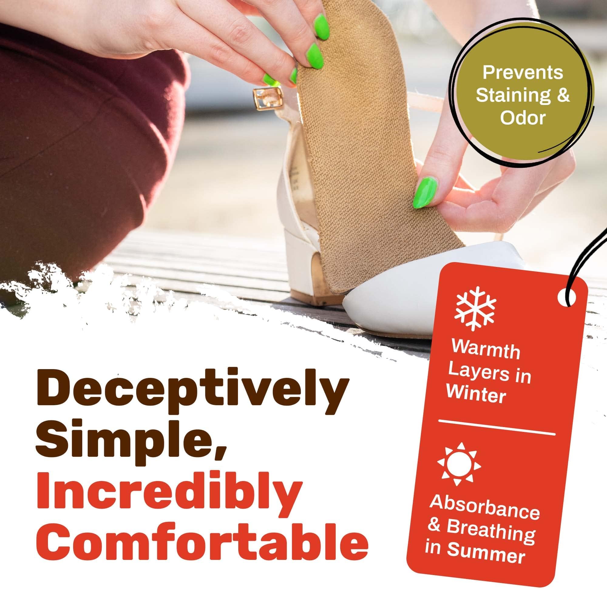 Cotton Flat Shoe Insert for Sandals & Sockless Shoes, Comfortable Shoe Insoles with Sweat-Absorbent Natural Fiber & Non-Slip Silicone Grip, Narrow-Cut Shoe Inserts for Women, Brown, Size 37 - SoxsolS