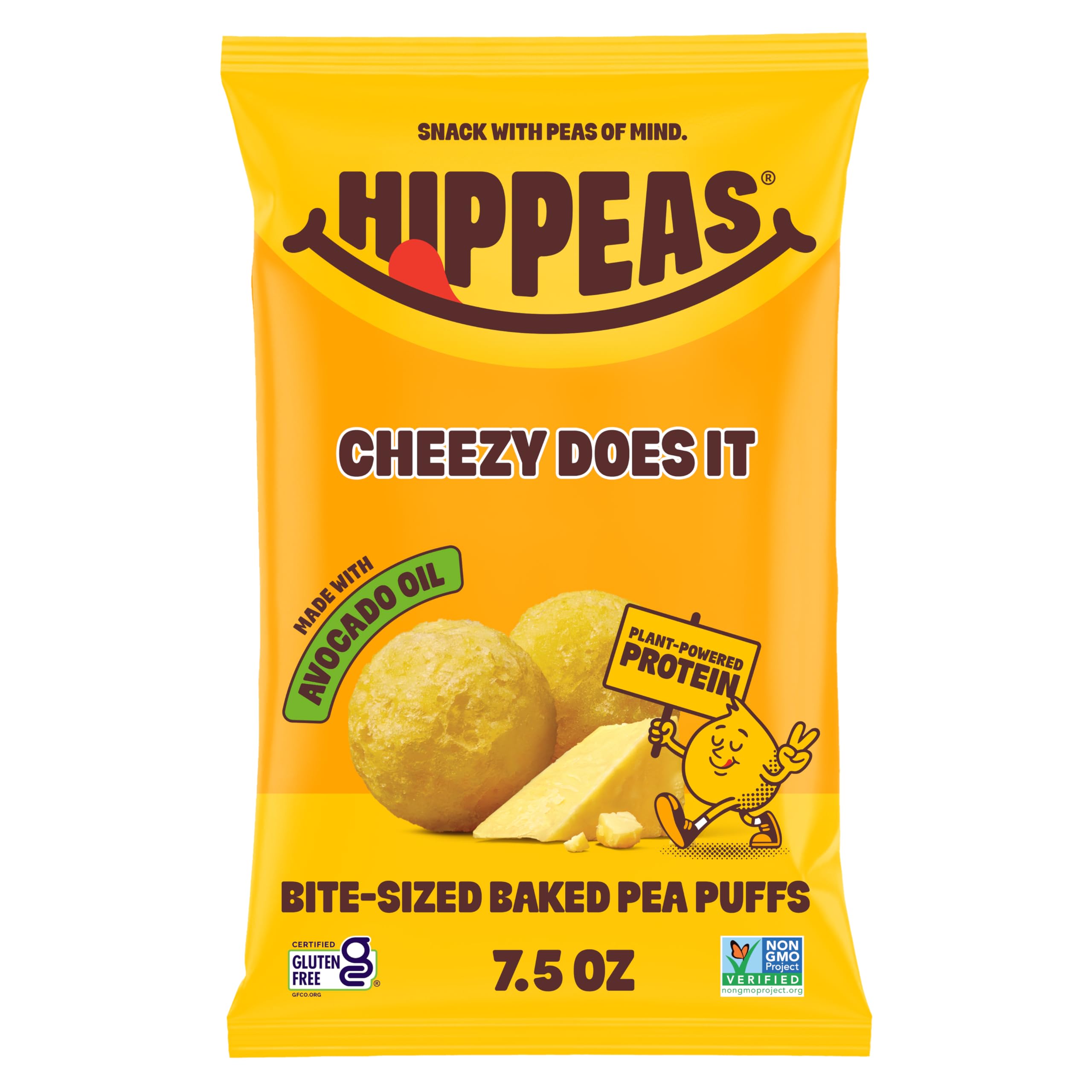 HIPPEAS salgadinho assado de proteína de ervilha sabor cheddar, 3 g de proteína vegetal, 1 pacote com 198 g