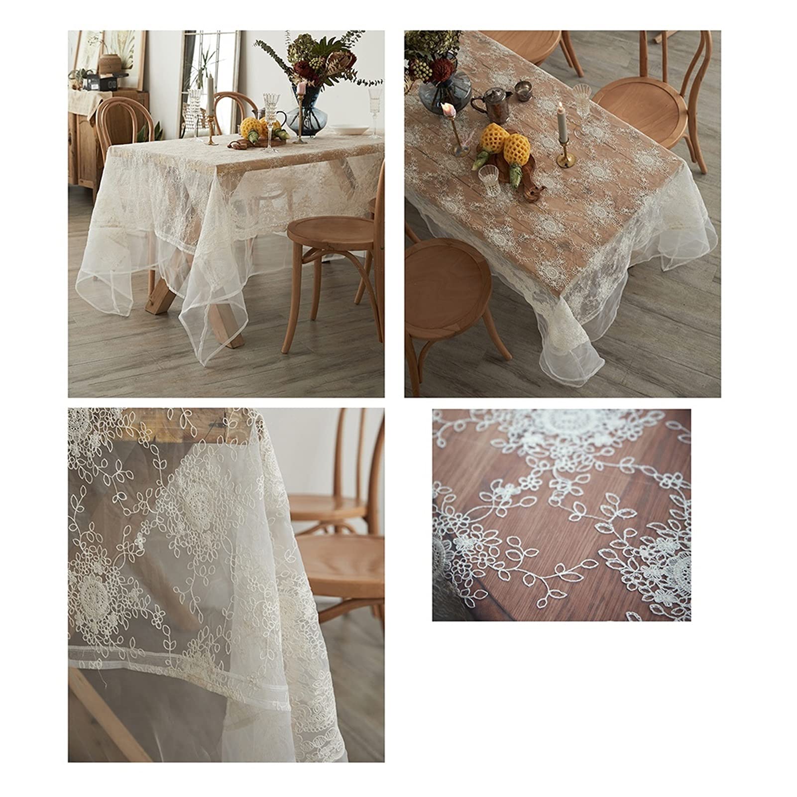 ①ヴィンテージ　クリーム色 レース テーブルクロス Amazon｜レーステーブルクロス ホワイトテーブルクロス ヴィンテージ