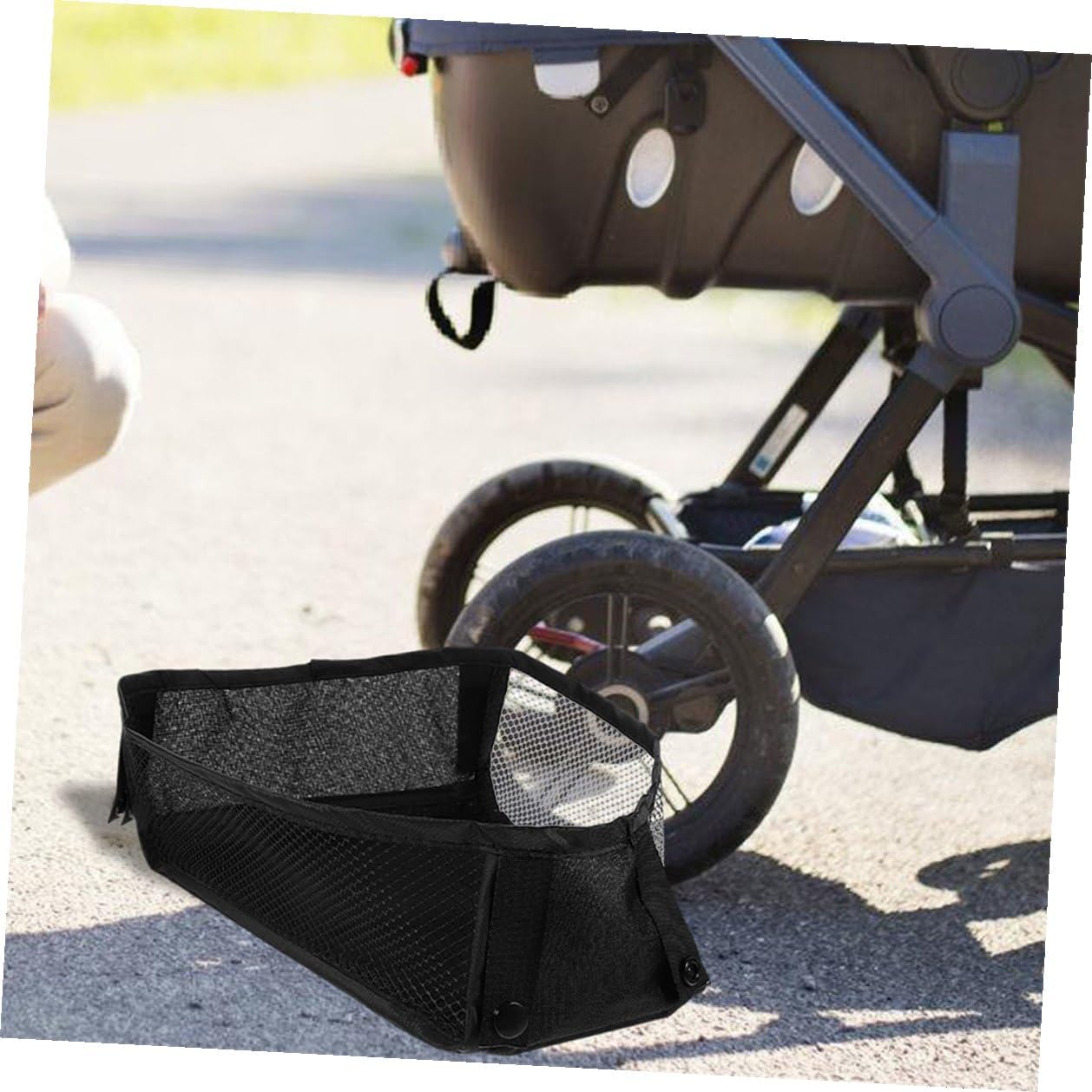 2pcs Stroller Mesh Organizer Bags with Board, Underseat Storage Net Pouch for Wagon and Stroller Accessories, Small Diaper Bag for Snacks and Camping