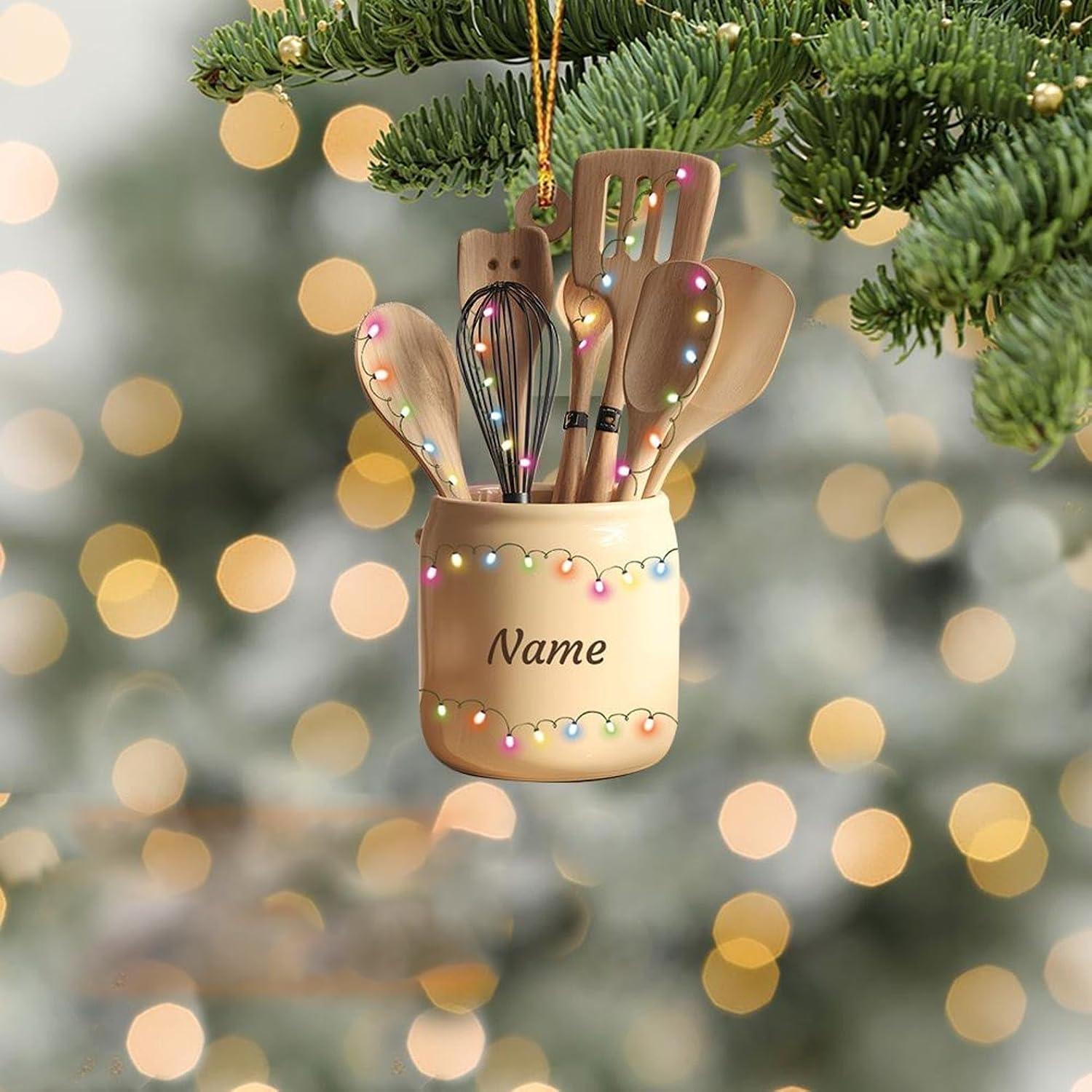 Personalized Kitchen Utensils Set Christmas Ornament, Cooking Lovers Gift, Chef Christmas Decor, Kitchen Decor ID-0909-RML4