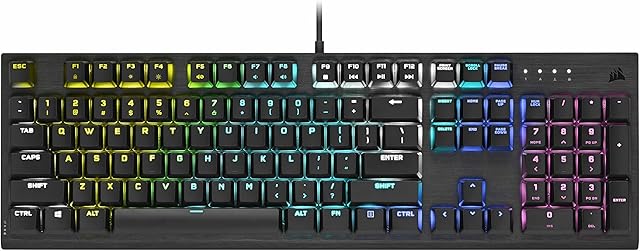 Corsair K60 RGB Pro Low Profile Mechanical Gaming Keyboard - CHERRY MX Low Profile SPEED Mechanical Keyswitches  Slim and Streamlined Durable Aluminum Frame - Customizable Per-Key RGB Backlighting