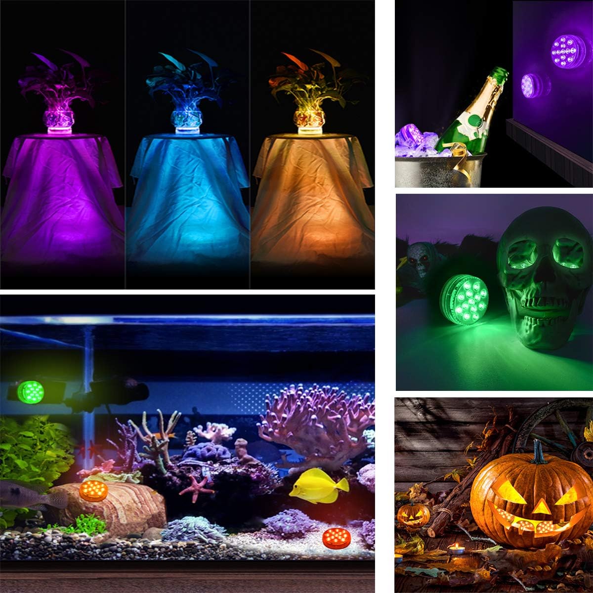 LOFTEK Submersible Pond Lights Remote Control (RF), 13 LED Extra Bright Color Changing LED Light, 50M/164FT Remote Range, IP68 Full Waterproof Bathtub Lights Pond Pool Light with Suction Cups(2 Packs)