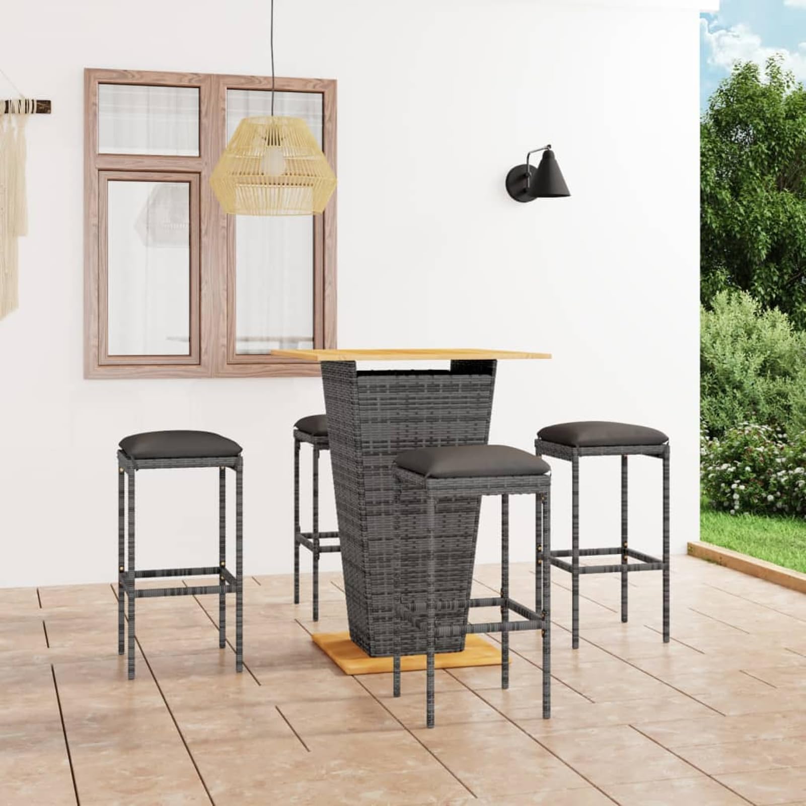 Ensemble de bar de jardin confortable 5 pièces pour optimiser votre petit espace