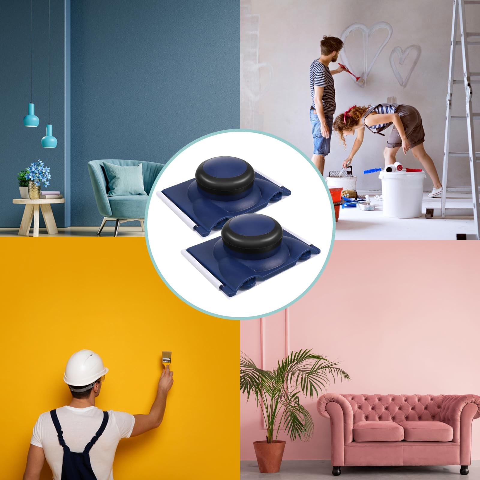 Lot de 2 coupe-bordures de peinture bleue pour couper les bordures de peinture - Outil pour peinture murale, coins et bords pour vous aider à appliquer la peinture uniformément droite