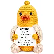 Mini Positive Crochet Duck Birthday Gifts for Women Men Adult Friend Sister Nurse Teachers Appreciation Graduation Stress Relief Gifts for Him Inspirational Gift for Women Easter Basket Stuffers