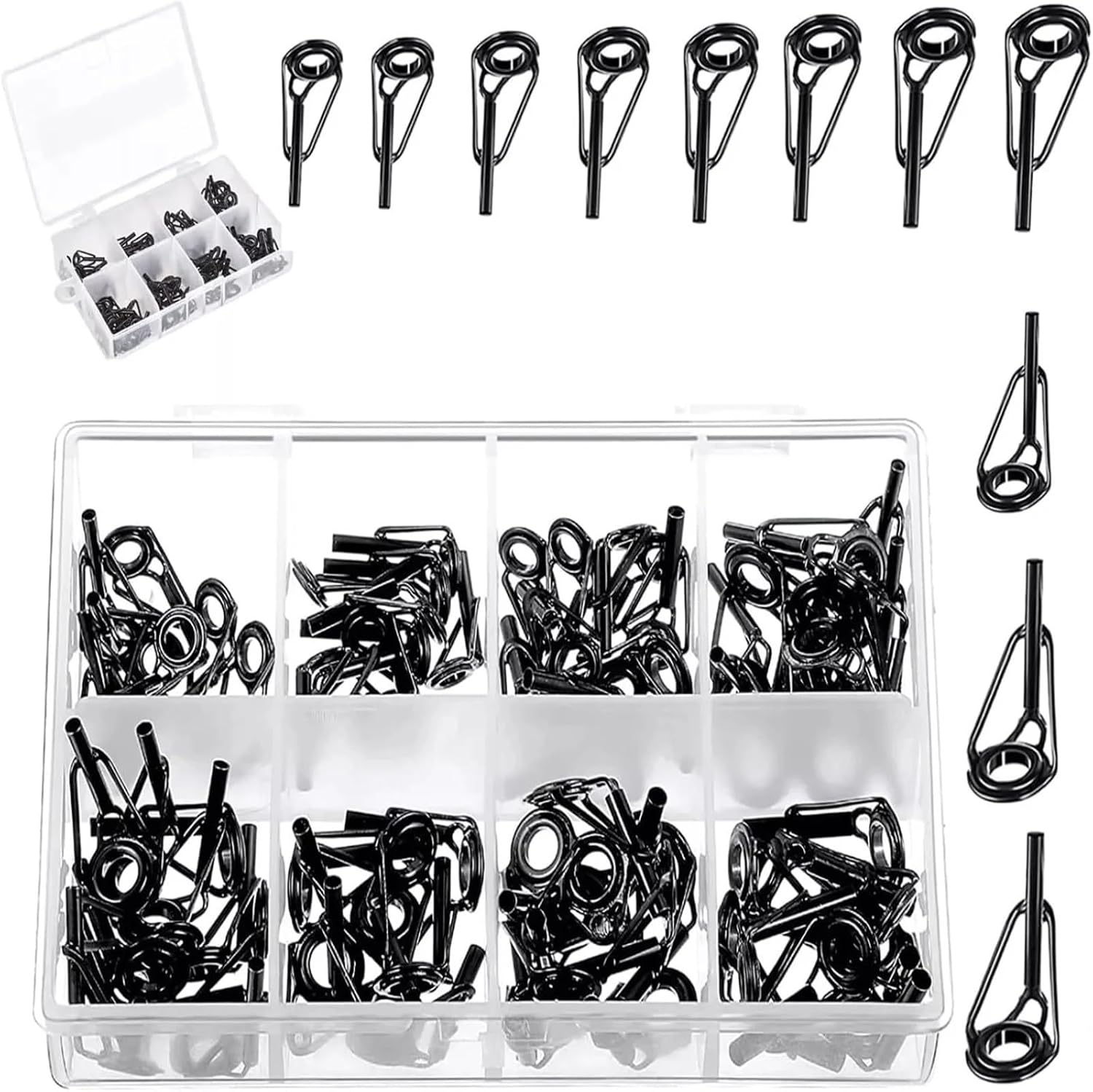 Lawsen Fishing Rod Tip Ring 40Pcs Fishing Rod Guide Repair Kit Black Tip Top Parts Saltwater Freshwater | Complete rod guide repair kit for saltwater & freshwater reels, easy tip replacement