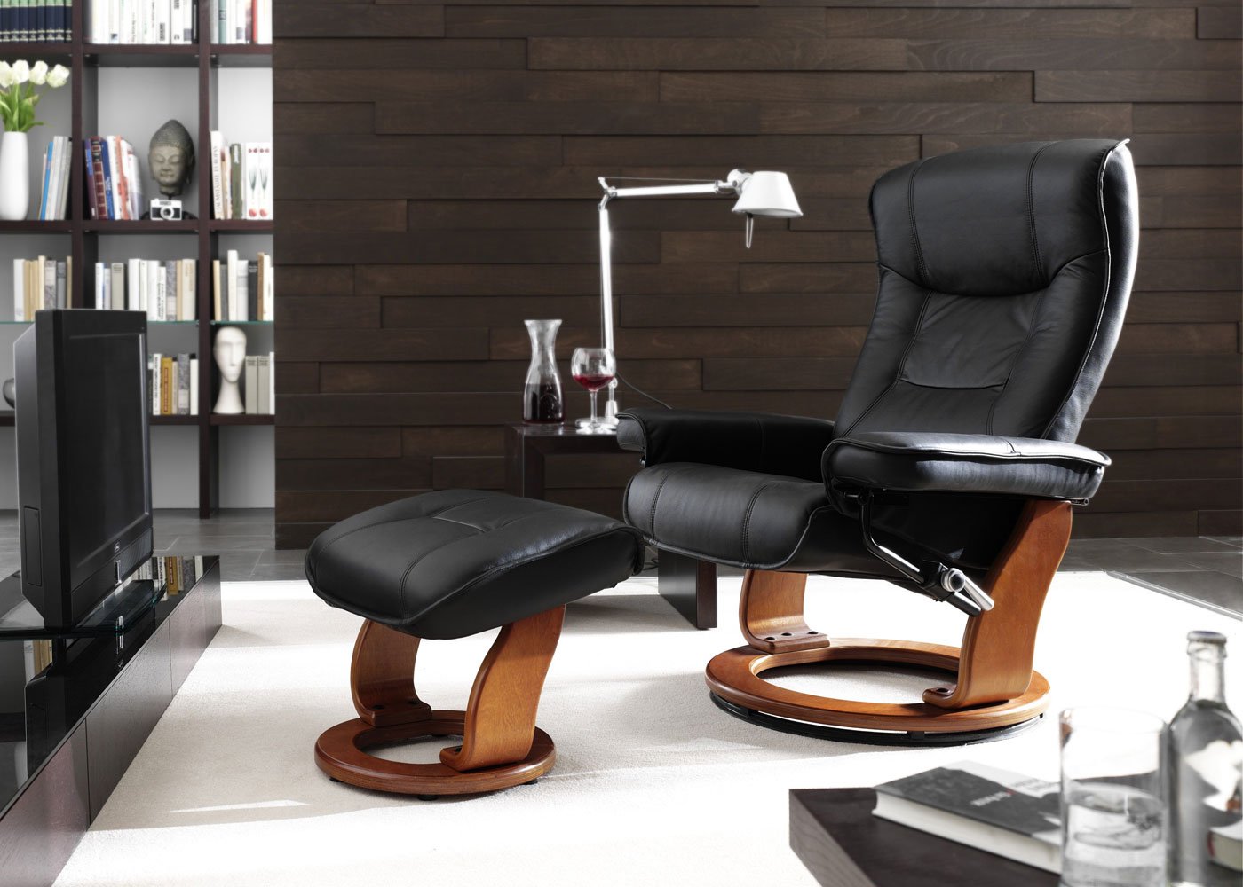Robas Lund MCA Relax sillón Hamilton, sillón. Taburete, plástico/Textil 130 kg ~ antikbraun, color miel