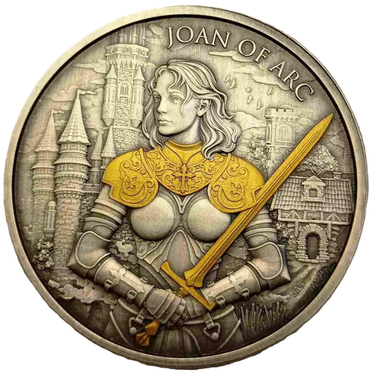 1 unze Silbermünze - Legendary Warriors - (7.) Jeanne d`Arc - Antik Gilded -1 Oz Silber silver coin 999