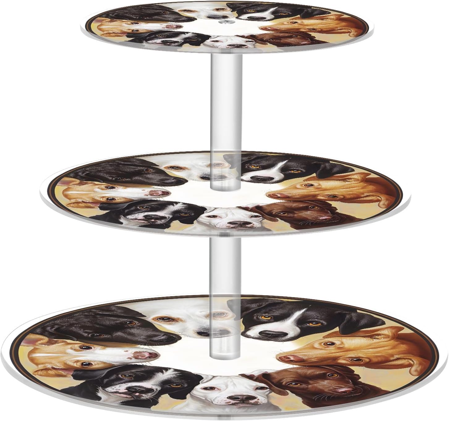 Cupcake Stand Circle Dogs Dessert Tower 3-Tier Round Acrylic Cupcake Display Stand