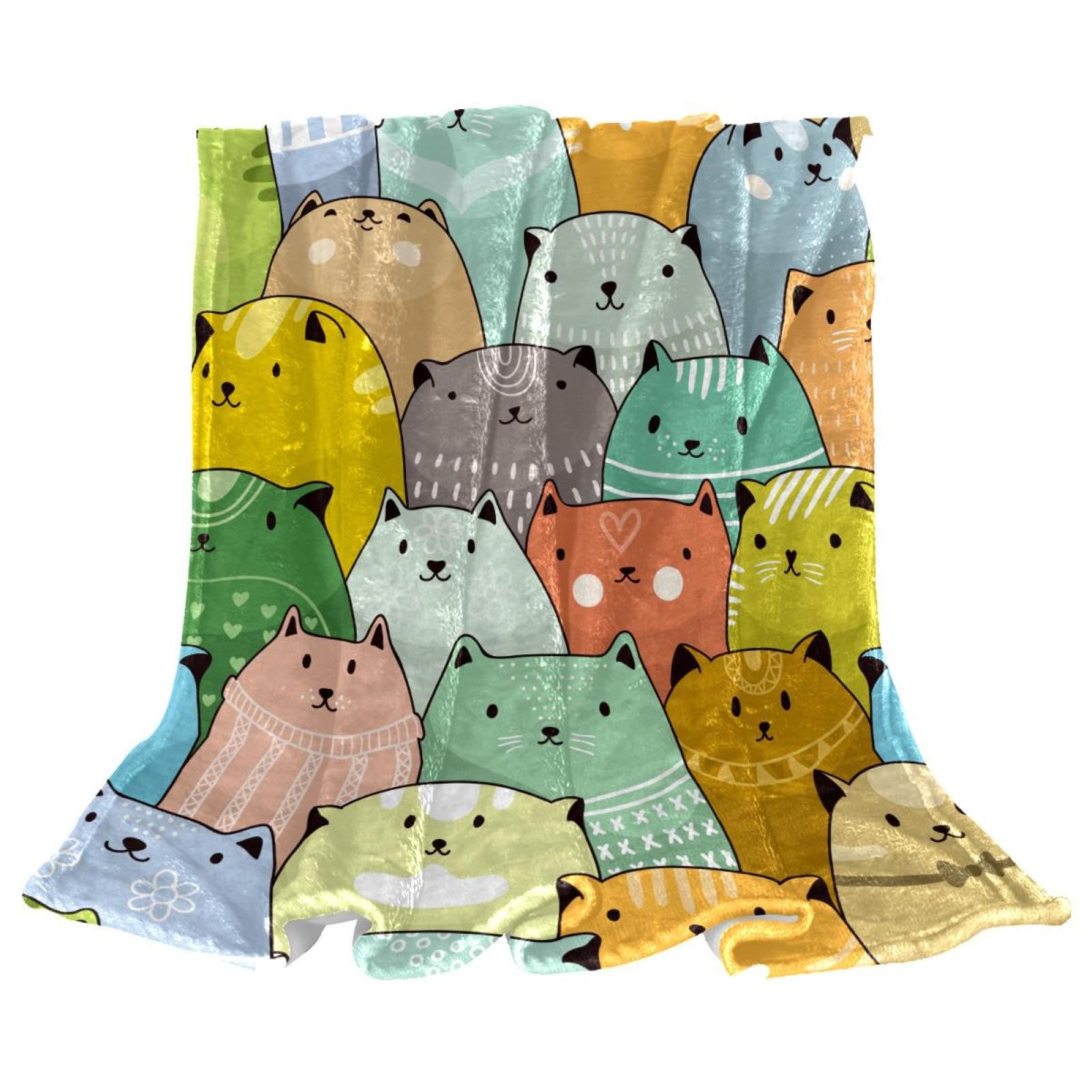 Plaid polaire chats mignons couverture de qualite supérieure pour lit et sofa