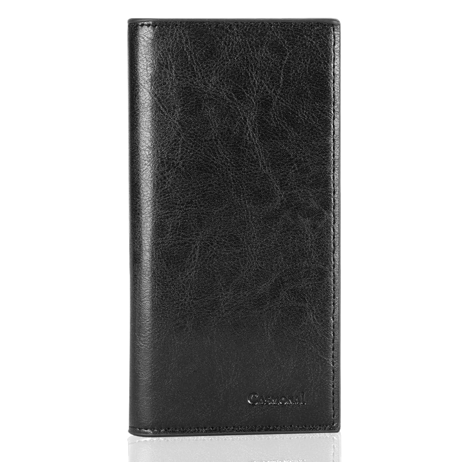 CASMONAL Premium Leather Checkbook Cover for Men and Women Checkbook Holder Wallet RFID Blocking