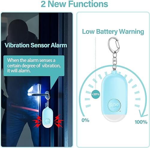 Miniatura 3 de Hion Alarmas de seguridad personal para mujeres, llavero de alarma de autodefensa recargable de 130 dB con linterna LED, alarma de seguridad sonora