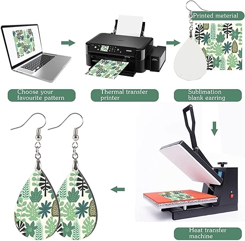 Miniatura 6 de ALIGADO Adornos en blanco de sublimación 36 piezas de aretes de sublimación con ganchos para aretes y tarjetas para mujeres y niñas proyectos de