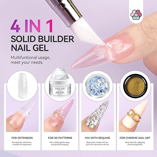 Miniatura 6 de SAVILAND Solid Builder - Gel de uñas 3D de gran capacidad de 2.16 oz, gel para esculpir para arte, extensión de pegamento no pegajoso para tallar a