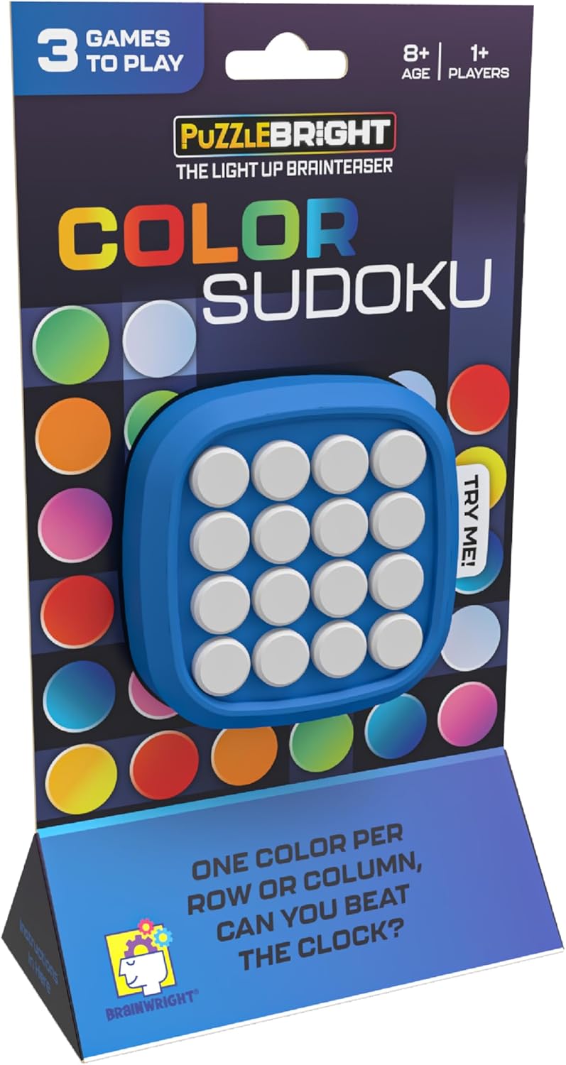 Color Sudoku – Light-Up Electronic Brainteaser - Puzzle Bright Fidget Toy - 3 Exciting Game Modes! 1+ Players, Ages 8+